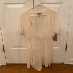 HM sheer top.  Cream NWT and beads.